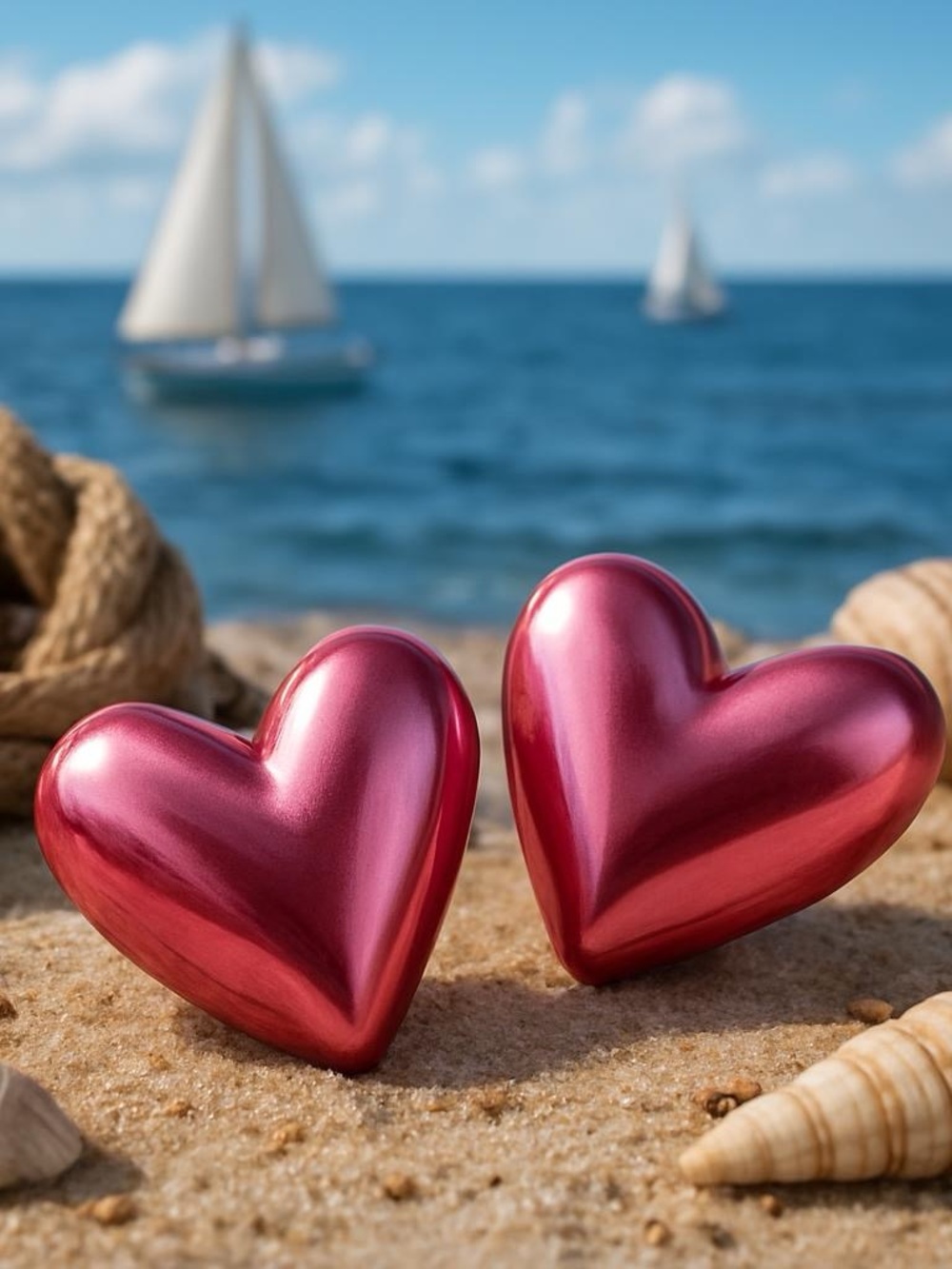 Romantic Pink Heart Earrings with Glossy Finish
